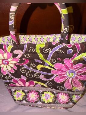 Vera Bradley Bag Purse Purple Punch Retired Print Small Tote Y2K